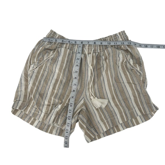 Briggs Junior’s Tan Striped Paper Bag Linen Shorts Size Medium - Picture 4 of 5